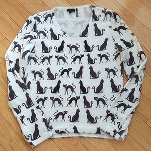 Tricotto cat novelty print soft sweater small